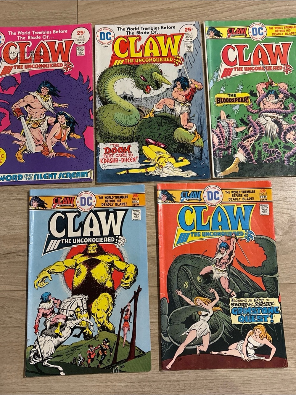 DC Comics Claw The Unconquered Lot of 5 issues #1-5 Comic Book Vintage 1975